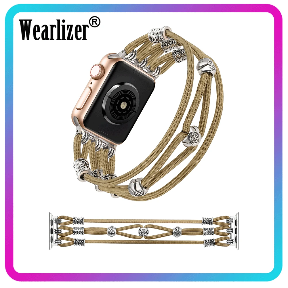 

Wearlizer Braided Stretchy Nylon Strap for Apple Watch Band 38/40 Women Elastic Solo Loop Band for iWatch Series 7 SE 6 5 4 3 2