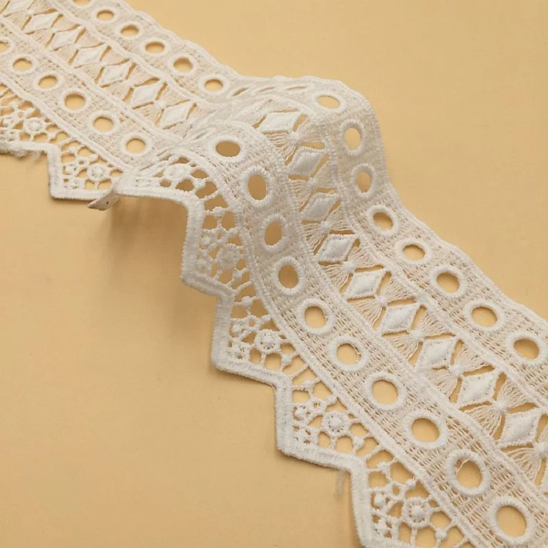 Milk silk water-soluble embroidery lace computer embroidery unilateral wave lace barcode clothing accessories 
Milk silk water-soluble embroidery lace computer embroidery unilateral wave lace barcode clothing accessories