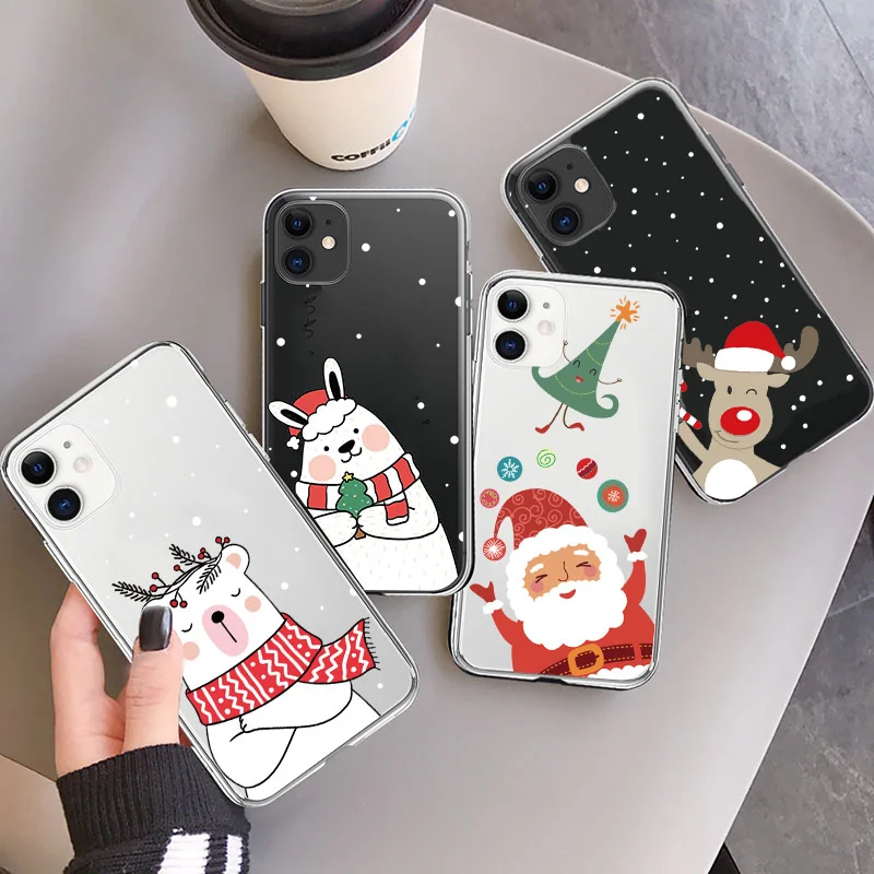 Reindeer For iPhone 13 12 Pro Max Mini Christmas Cases For iPhone 11 Pro XS MAX X XR SE 2020 7 8 6 6S 5 5S SE Plus Nwe Year Capa