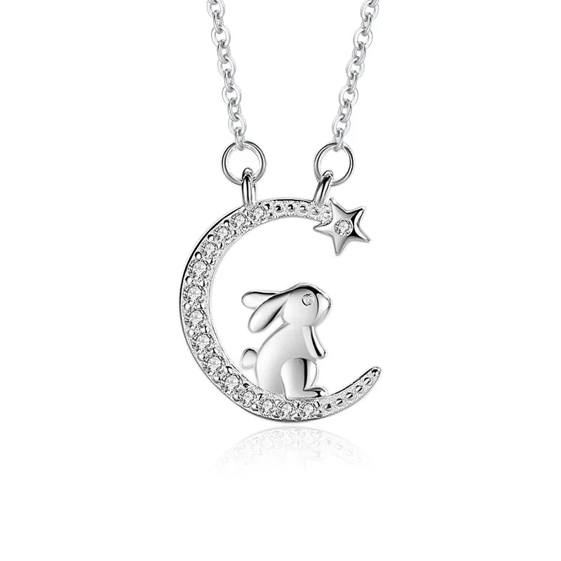 S925 sterling silver fashionCute Rabbit Necklace Female Diamond Studded Star Moon Fashion ins Lovely Animal Gift Jewelry
S925 sterling silver fashionCute Rabbit Necklace Female Diamond Studded Star Moon Fashion ins Lovely Animal Gift Jewelry