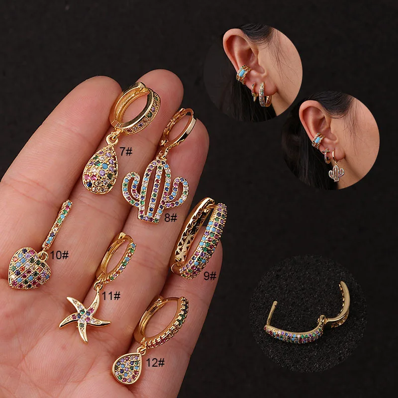 1PC Fashion Boho Multicolor Crystal Hoop With CZ Dangle Helix Cartilage for Women Rainbow Ear Piercing Earring Jewelry
1PC Fashion Boho Multicolor Crystal Hoop With CZ Dangle Helix Cartilage for Women Rainbow Ear Piercing Earring Jewelry