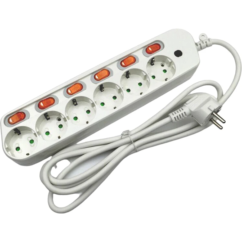 Power Board Surge Protection 2/3/4/5/6 Socket European Socket Plug Electrical Extension Socket Independent Switch 1.5/2.5m Line 
Power Board Surge Protection 2/3/4/5/6 Socket European Socket Plug Electrical Extension Socket Independent Switch 1.5/2.5m Line