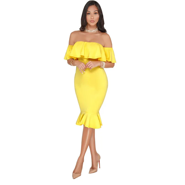 Popular 2019 Women's Dress European and American Solid Color Sexy Air Layer Ruffles Large Size Dress
Popular 2019 Women's Dress European and American Solid Color Sexy Air Layer Ruffles Large Size Dress