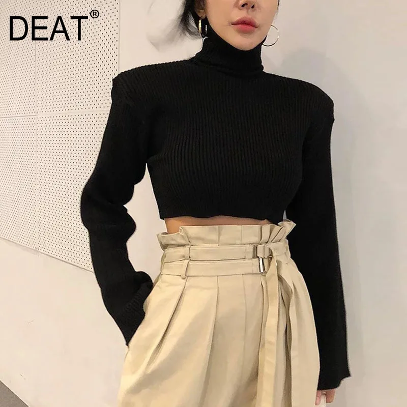 DEAT 2020 new spring fashion women clothes turtleneck full sleeves knitting pullover sweater female top WK31201 | Женская одежда