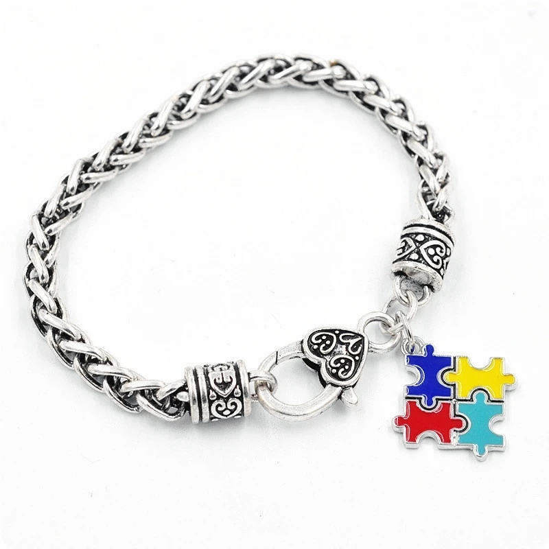 Fashion Color Puzzle Pendant Crystal Bracelet Men and Women Exquisite Geometric Bracelet Autism Awareness Jigsaw Puzzle Charm
Fashion Color Puzzle Pendant Crystal Bracelet Men and Women Exquisite Geometric Bracelet Autism Awareness Jigsaw Puzzle Charm