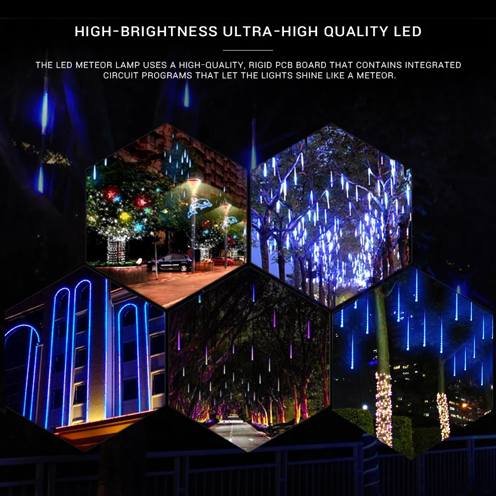 Romantic 30cm 8 Tubes Waterproof Meteor Shower Rain LED String Lights Outdoor Christmas wedding Decoration for Home Tree
Romantic 30cm 8 Tubes Waterproof Meteor Shower Rain LED String Lights Outdoor Christmas wedding Decoration for Home Tree