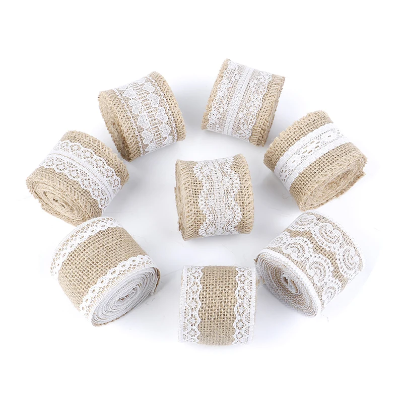 2M 5cm DIY Natural Jute Burlap Ribbon Rustic Vintage Wedding Decoration Hessian Lace Jute Roll Merry Christmas Party Supplies 
2M 5cm DIY Natural Jute Burlap Ribbon Rustic Vintage Wedding Decoration Hessian Lace Jute Roll Merry Christmas Party Supplies