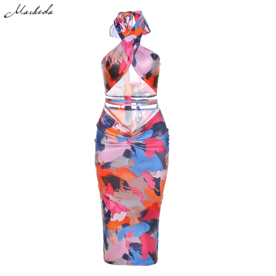 Summer Sexy Two Pieces Set Women Lace Up Halter Sleeveless Crop Top And High Waist Long Skirt Outfit Fashion 2021 New
Summer Sexy Two Pieces Set Women Lace Up Halter Sleeveless Crop Top And High Waist Long Skirt Outfit Fashion 2021 New
