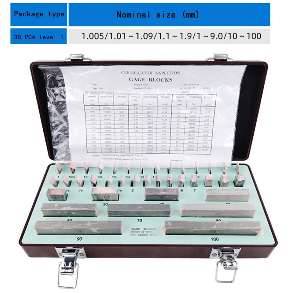 32/38pcs 1.005-30mm Block Gauge Level 1 Caliper Block Gauge Block Level 0 Measurement Instruments
32/38pcs 1.005-30mm Block Gauge Level 1 Caliper Block Gauge Block Level 0 Measurement Instruments