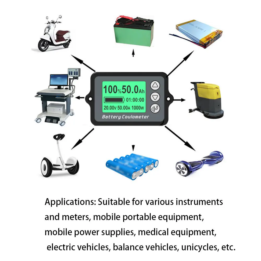 TK15 50A 100A 350A Battery Coulometer Battery Capacity Tester Monitor Indicator Voltage Current Power Meter Ammeter Voltmeter
TK15 50A 100A 350A Battery Coulometer Battery Capacity Tester Monitor Indicator Voltage Current Power Meter Ammeter Voltmeter