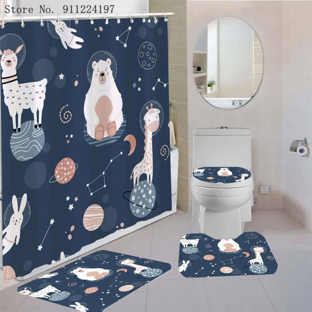 Cartoon Cute Bear Panda Alpaca Printing Space Dinosaur Waterproof Shower Curtain Bath Carpet Cover Toilet Lid Cover Bath Mat Rug
Cartoon Cute Bear Panda Alpaca Printing Space Dinosaur Waterproof Shower Curtain Bath Carpet Cover Toilet Lid Cover Bath Mat Rug