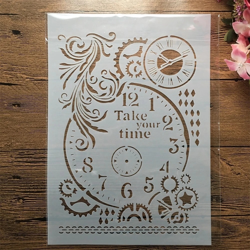A4 29cm Vintage Clock Gear Words DIY Layering Stencils Painting Scrapbook Embossing Hollow Embellishment Printing Lace Ruler
A4 29cm Vintage Clock Gear Words DIY Layering Stencils Painting Scrapbook Embossing Hollow Embellishment Printing Lace Ruler