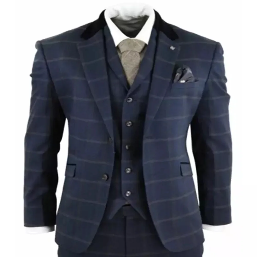 Spring and Autumn Navy Blue Tweed Plaid Check Slim Fit Business Office Mens Suits For Wedding Custom Made Jacket+Vest+Pants
Spring and Autumn Navy Blue Tweed Plaid Check Slim Fit Business Office Mens Suits For Wedding Custom Made Jacket+Vest+Pants