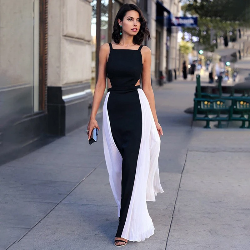 Patchwork Black And White Dress Sexy Sleeveless Backless Spaghetti Strap Big Swing Long Maxi Dress Women Summer Dress Plus Size
Patchwork Black And White Dress Sexy Sleeveless Backless Spaghetti Strap Big Swing Long Maxi Dress Women Summer Dress Plus Size
