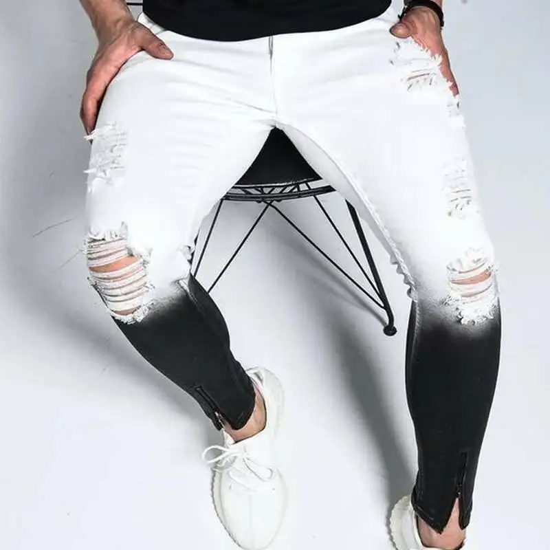 Men Pants Skinny Jeans Gradient Men Clothing Plus Size Ripped Hole Jeans Black White Casual Slim Fit Long Trousers Jeans Men
Men Pants Skinny Jeans Gradient Men Clothing Plus Size Ripped Hole Jeans Black White Casual Slim Fit Long Trousers Jeans Men