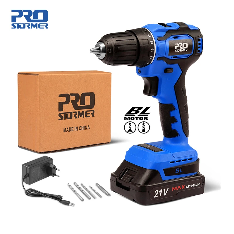 40NM Brushless Mini Electric Drill Screwdriver Cordless 21V 2000mAh Battery Electric Screwdriver 5 Bits By PROSTORMER
40NM Brushless Mini Electric Drill Screwdriver Cordless 21V 2000mAh Battery Electric Screwdriver 5 Bits By PROSTORMER