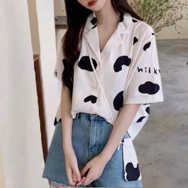 Deeptown Women Kawaii Shirt Collar Cow Print Blouse Summer Korean 2021 Fashion Soft Girls Polka Dot Cute Tops Casual Ladies Chic
Deeptown Women Kawaii Shirt Collar Cow Print Blouse Summer Korean 2021 Fashion Soft Girls Polka Dot Cute Tops Casual Ladies Chic