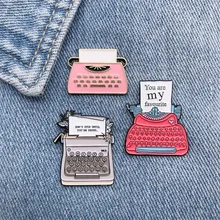 Pink Typewriter Pin Brooch You Are My Favourite Writing Machine Typer Badge For Student GIFT
