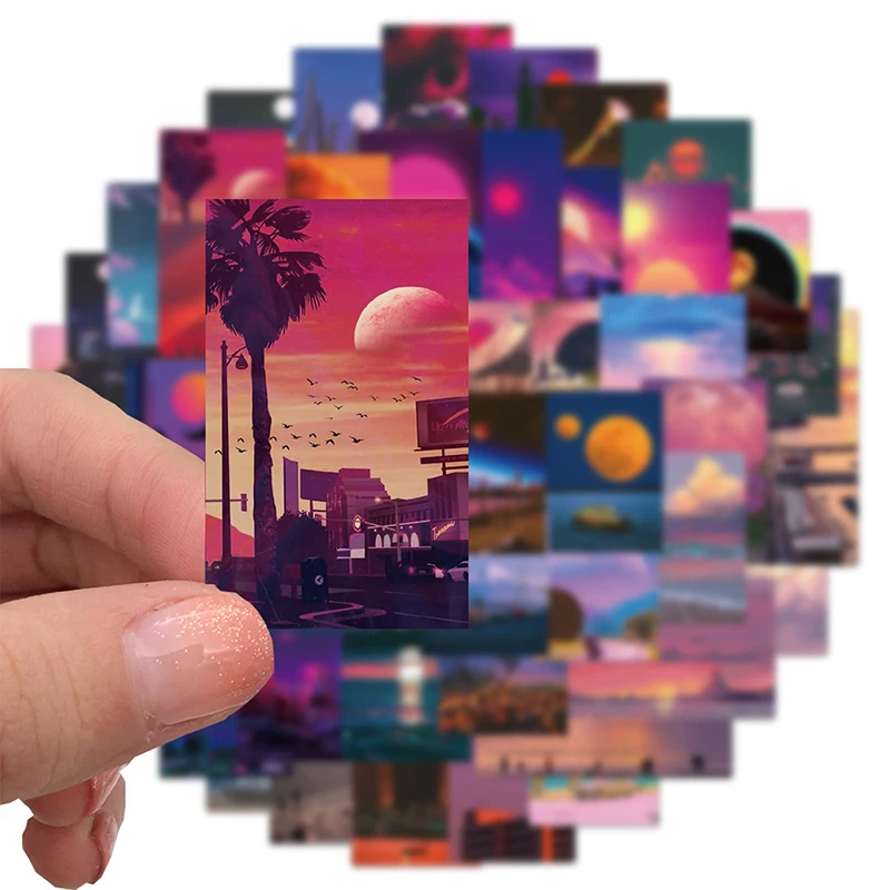 50Pcs Cartoon Sunset Theme Illustration Stickers Waterproof Stickers Laptop Scrapbooking Graffiti Sticke Decals
50Pcs Cartoon Sunset Theme Illustration Stickers Waterproof Stickers Laptop Scrapbooking Graffiti Sticke Decals