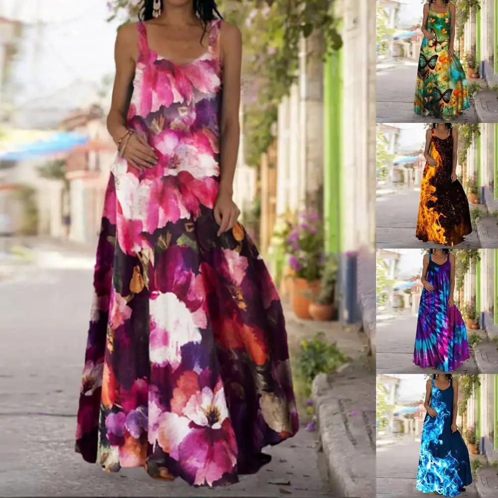 Summer Stylish V Neck Sling Long Dress Loose Skin-friendly Women Flower Butterflies Print Floor Length Maxi Dress Sundress
Summer Stylish V Neck Sling Long Dress Loose Skin-friendly Women Flower Butterflies Print Floor Length Maxi Dress Sundress