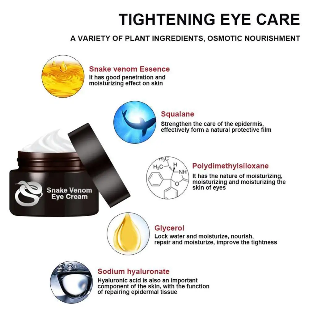 Snake Venom Eye Cream Dark Circle Eyes Bags Fat Granule Eye Care Essential Cream Anti-Aging Anti-Puffiness Moisturizing Eye Mask
Snake Venom Eye Cream Dark Circle Eyes Bags Fat Granule Eye Care Essential Cream Anti-Aging Anti-Puffiness Moisturizing Eye Mask