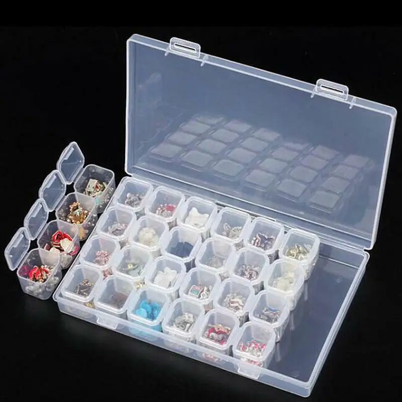 Plastic 28 Slots Nail Art Storage Box Plastic Holder For jewelry Rings Rhinestone Diamond Painting Organizer Transparent Display
Plastic 28 Slots Nail Art Storage Box Plastic Holder For jewelry Rings Rhinestone Diamond Painting Organizer Transparent Display