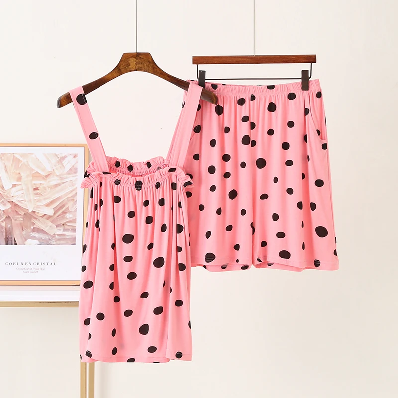 Polka Dot Pajamas Ladies Summer Modal Short-sleeved Shorts Loose Plus Size Korean Home Suit 2 Piece Set Women
Polka Dot Pajamas Ladies Summer Modal Short-sleeved Shorts Loose Plus Size Korean Home Suit 2 Piece Set Women