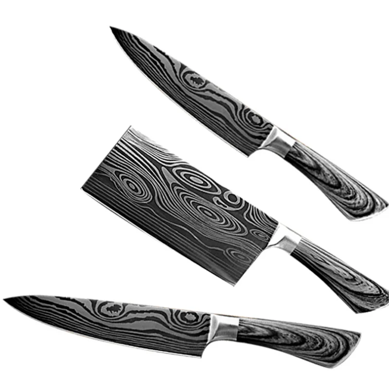 Kitchen Knife 5 7 8 Inch Chef Japanese Knives Set 7CR70 440C Meat Cleaver Santoku Utility Laser Damacuse Pattern Cooking Set
Kitchen Knife 5 7 8 Inch Chef Japanese Knives Set 7CR70 440C Meat Cleaver Santoku Utility Laser Damacuse Pattern Cooking Set