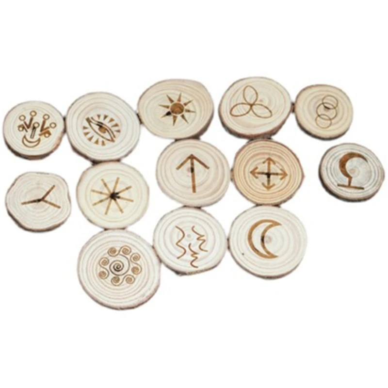 13Pcs Natural Wooden Runes Wood Chakras Mysticism Supplies for Divination Rune Kit Round Altar Occultism Props Pendant
13Pcs Natural Wooden Runes Wood Chakras Mysticism Supplies for Divination Rune Kit Round Altar Occultism Props Pendant