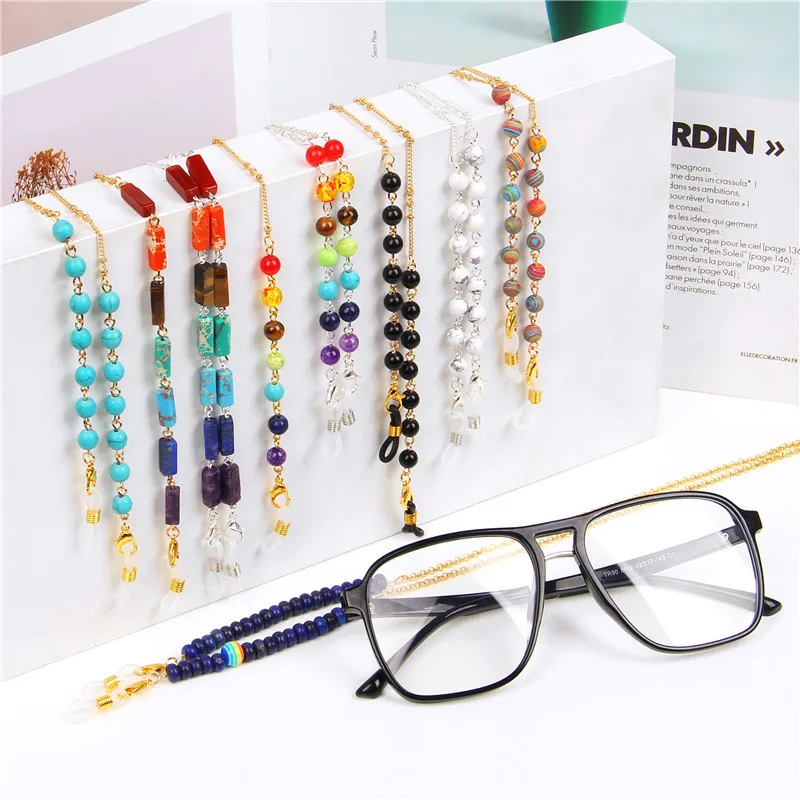 

Fashion Sunglasses Masking Chains For Women Pearls Acrylic Metal 7 Chakra Stone Beads Eyeglasses Chains Lanyard Cord Wholesale