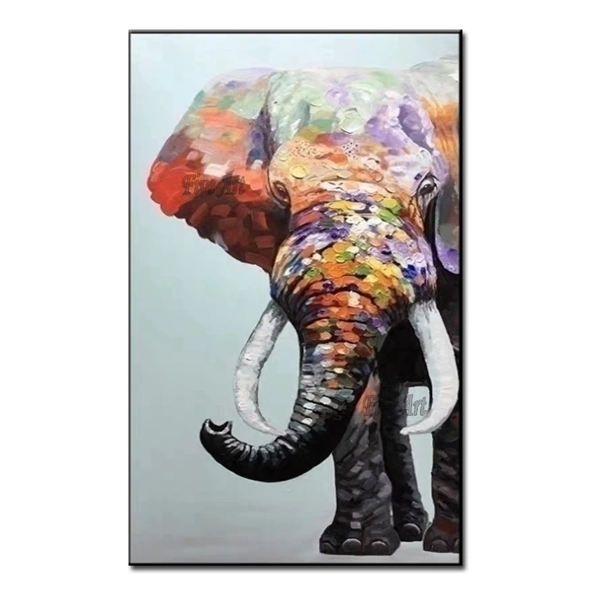 

Handmade Modern Elephant Pictures Canvas Oil Painting Children Room Decoration Animal Canvas Wall Art Unframed Paintings Artwork