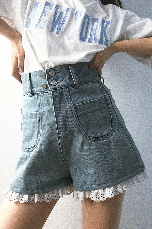 Nakiss | Angel her * Angel lace denim shorts lace women Xiaxian thin hot pants 
Nakiss | Angel her * Angel lace denim shorts lace women Xiaxian thin hot pants