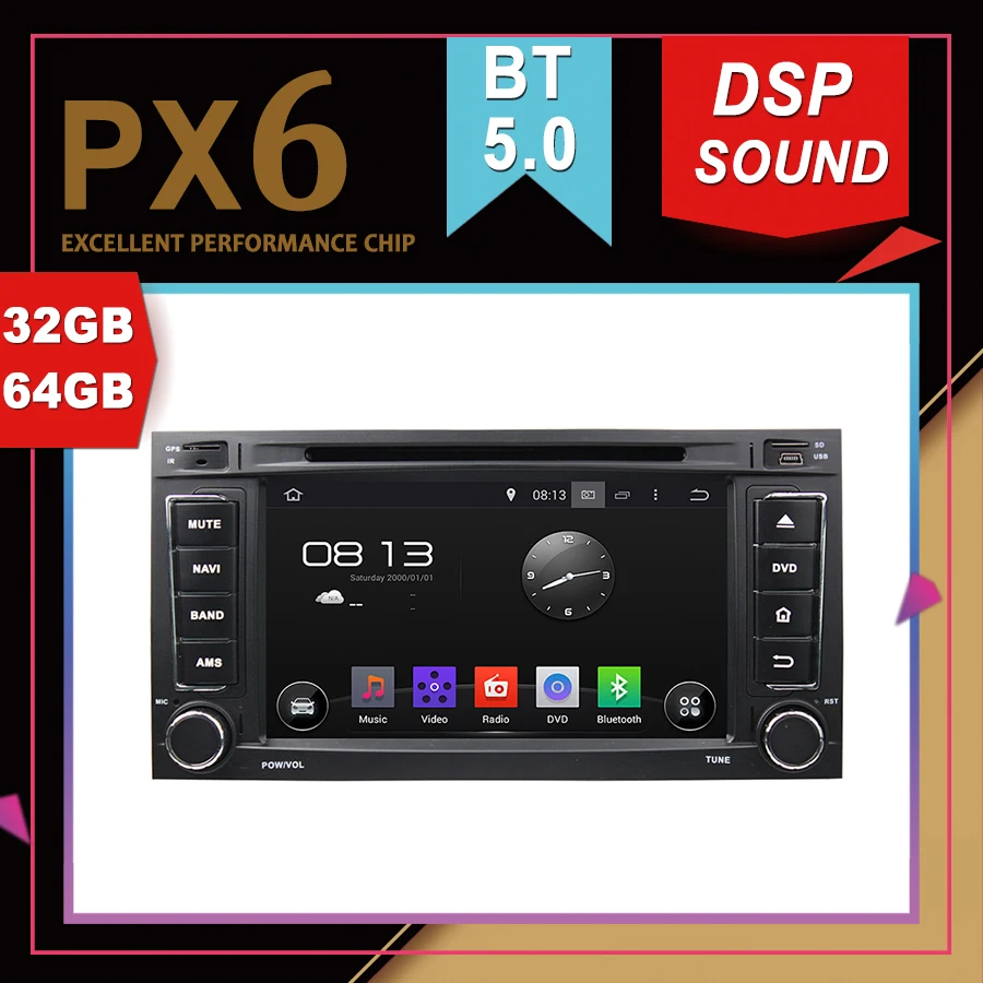 PX6 Отличная производительность Android 9 0 Автомобильный мультимедийный GPS для TOUAREG 2002