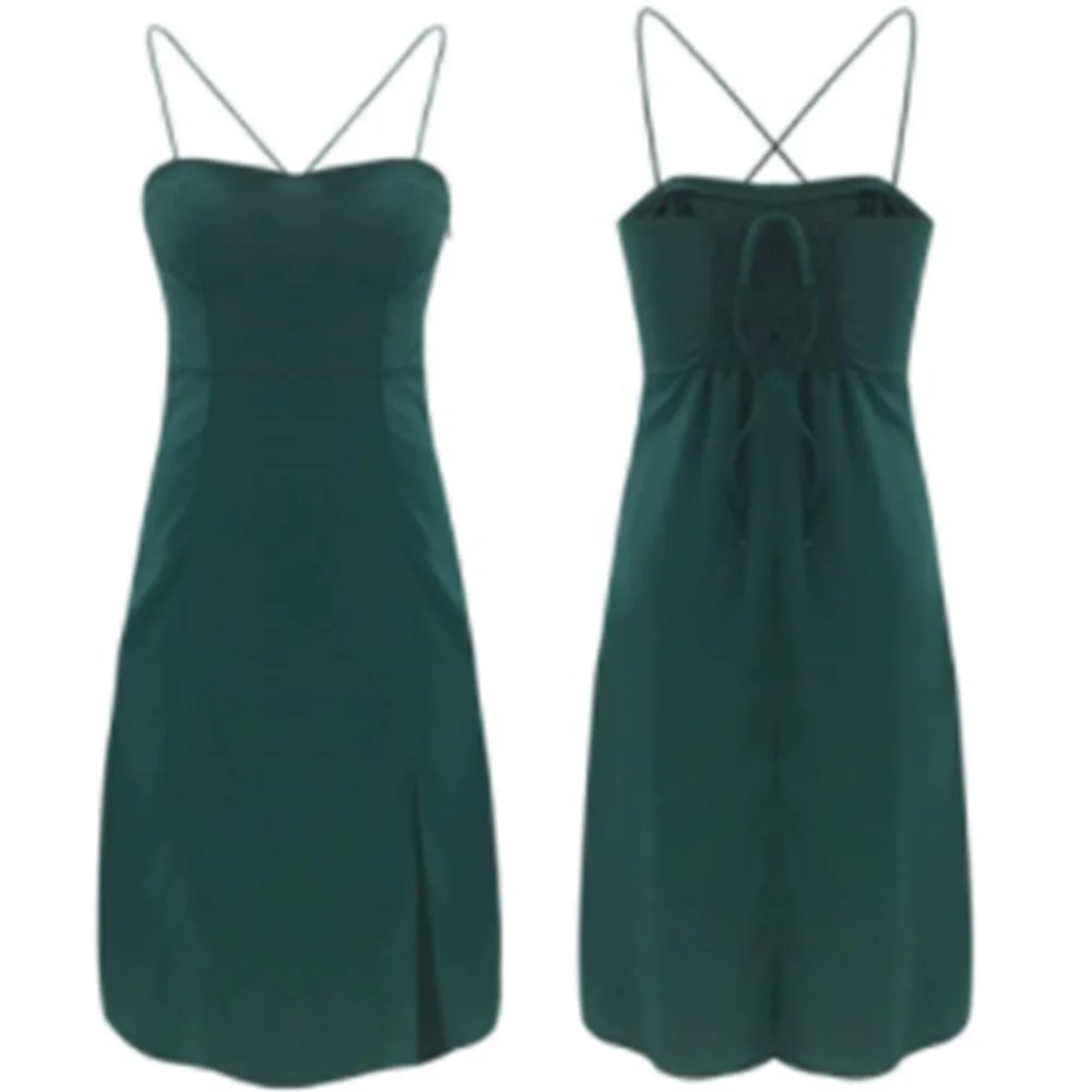 2021 Summer Women's sling solid color backless sexy dress ladies casual sleeveless strapless split fork mid length party skirts 
2021 Summer Women's sling solid color backless sexy dress ladies casual sleeveless strapless split fork mid length party skirts