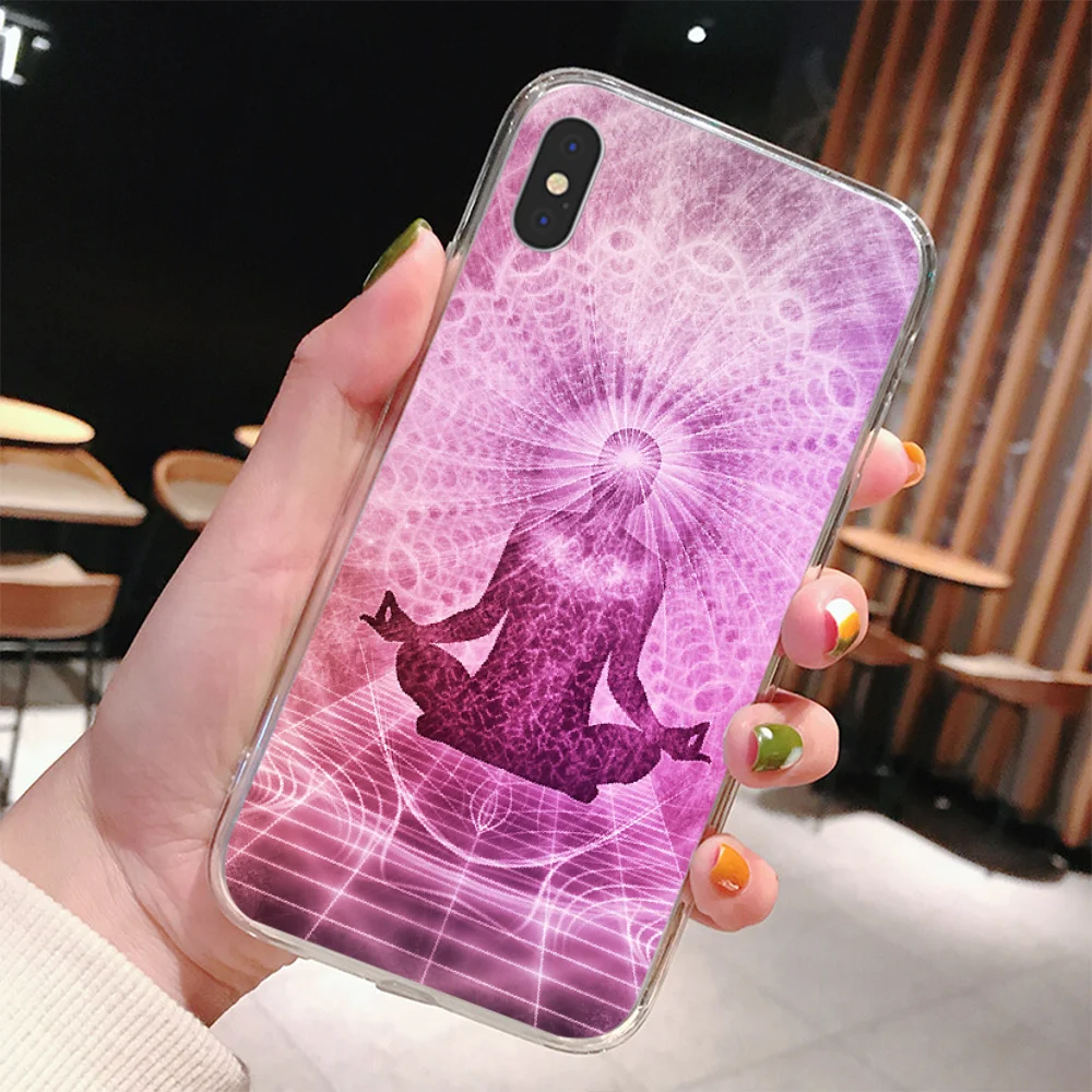 Чехол для телефона LJHYDFCNBr чехол iPhone 11 pro XS MAX 8 7 6 6S Plus X 5 5S SE XR с мандалой чакры и йогой