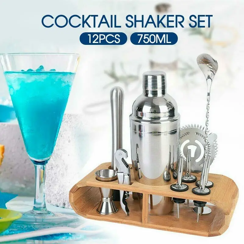 12pcs/set 750ml Stainless Steel Cocktail Shaker Mixer Drink Bartender Browser Kit Bars Set Tools With Wine Rack Stand
12pcs/set 750ml Stainless Steel Cocktail Shaker Mixer Drink Bartender Browser Kit Bars Set Tools With Wine Rack Stand