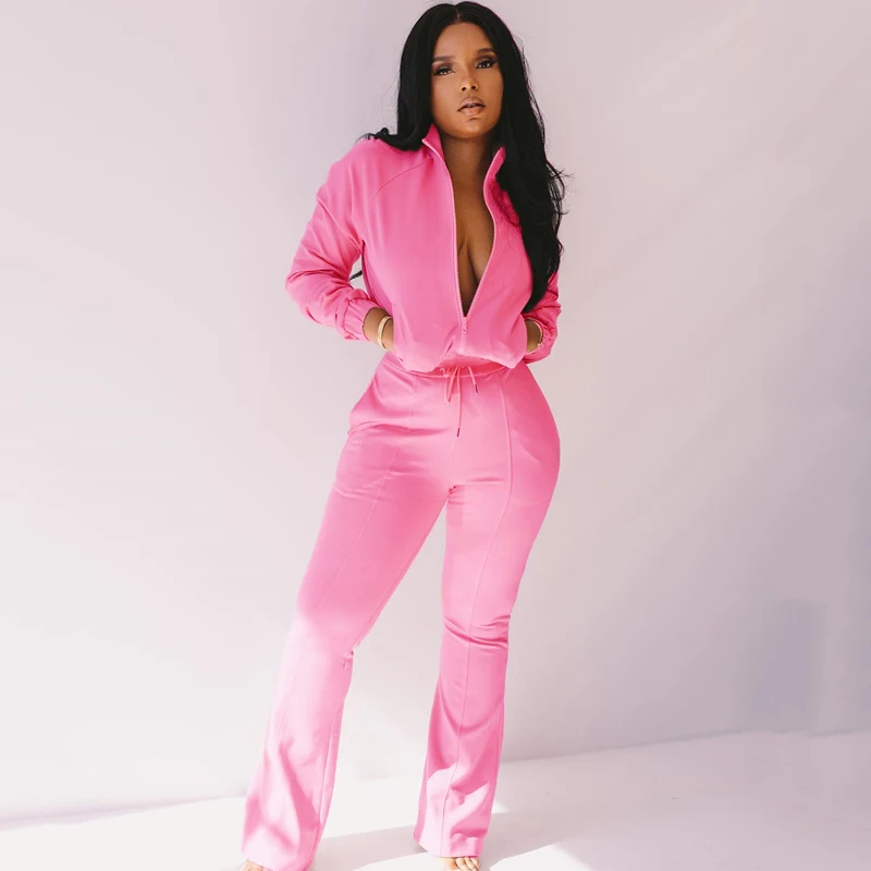 2021 Women Autumn Zipper Two Piece Set Long Sleeves Top And Flares Pants Set Female Solid Running Women's Tracksuit Ladies
2021 Women Autumn Zipper Two Piece Set Long Sleeves Top And Flares Pants Set Female Solid Running Women's Tracksuit Ladies