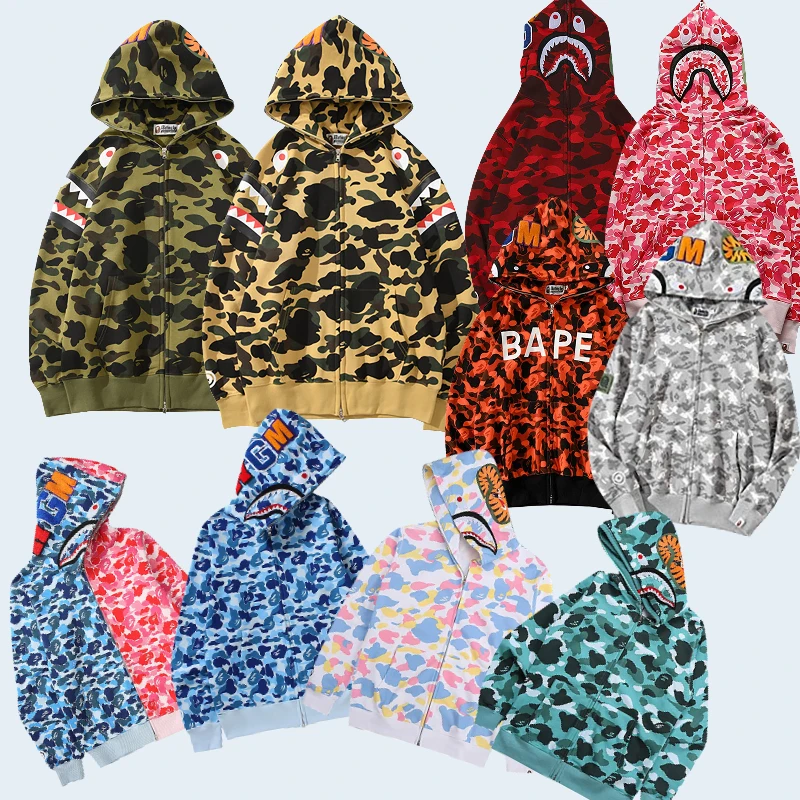 Модная осенне-зимняя мужская камуфляжная Толстовка Bape Shark из полиэстера