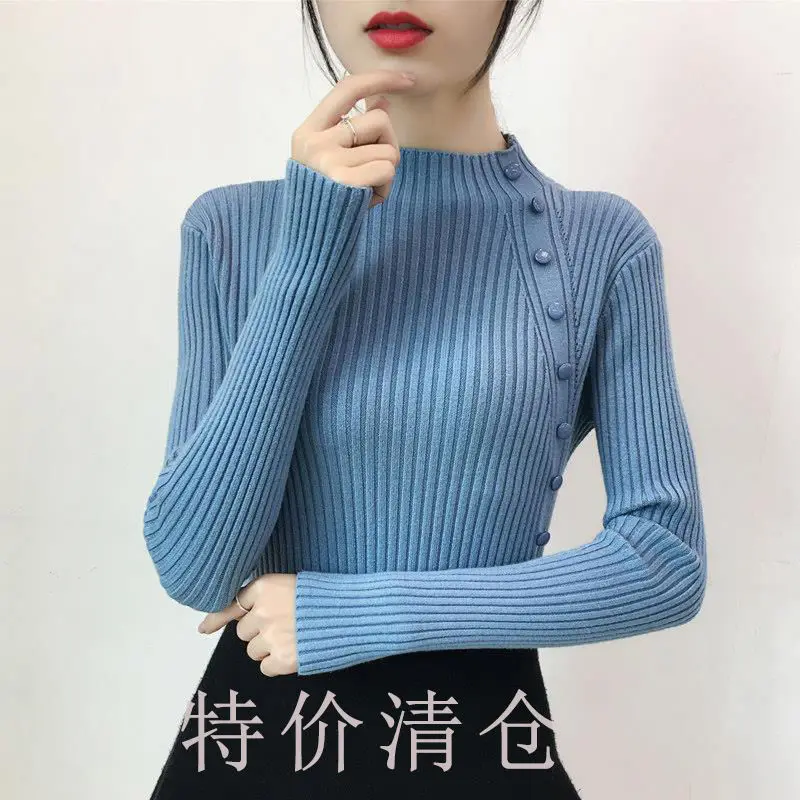 Pullover Button Mock Neck Sweater Women's 2020 Autumn and Winter New Slim Fit Knitwear Long Sleeve Bottoming Shirt Top
Pullover Button Mock Neck Sweater Women's 2020 Autumn and Winter New Slim Fit Knitwear Long Sleeve Bottoming Shirt Top