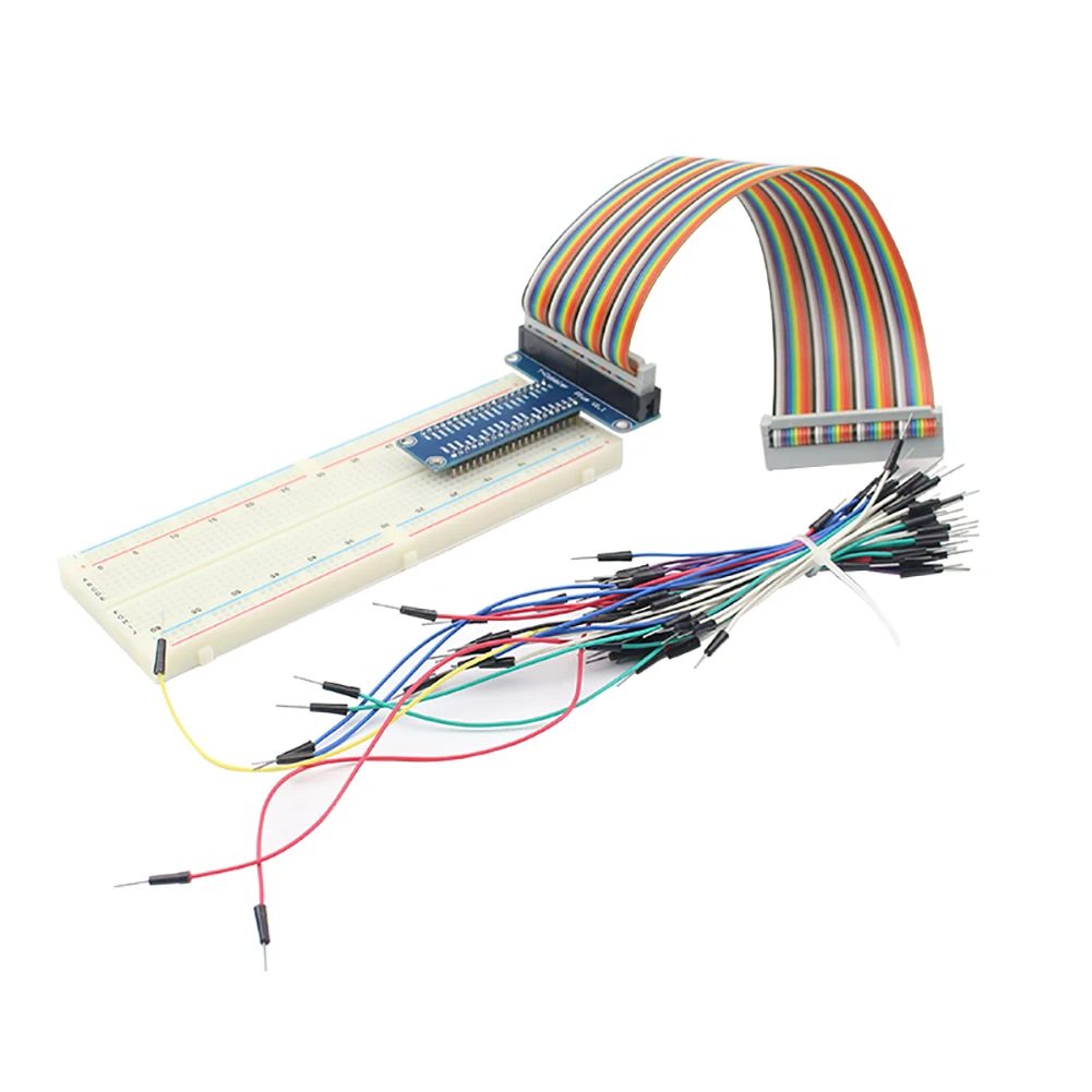 

New Expansion Board Kit + 40Pin GPIO Cable + 630 Tie Points Breadboard + 65Pcs Jump Cable For DIY Raspberry Pi 3 4