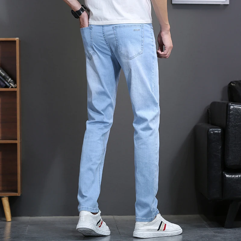Luren 2021 Men Fashion Light Blue Thin Jeans Classic Style Elasticity Slim Fit Denim Sky Blue Skinny Pants Male Brand Trousers
Luren 2021 Men Fashion Light Blue Thin Jeans Classic Style Elasticity Slim Fit Denim Sky Blue Skinny Pants Male Brand Trousers