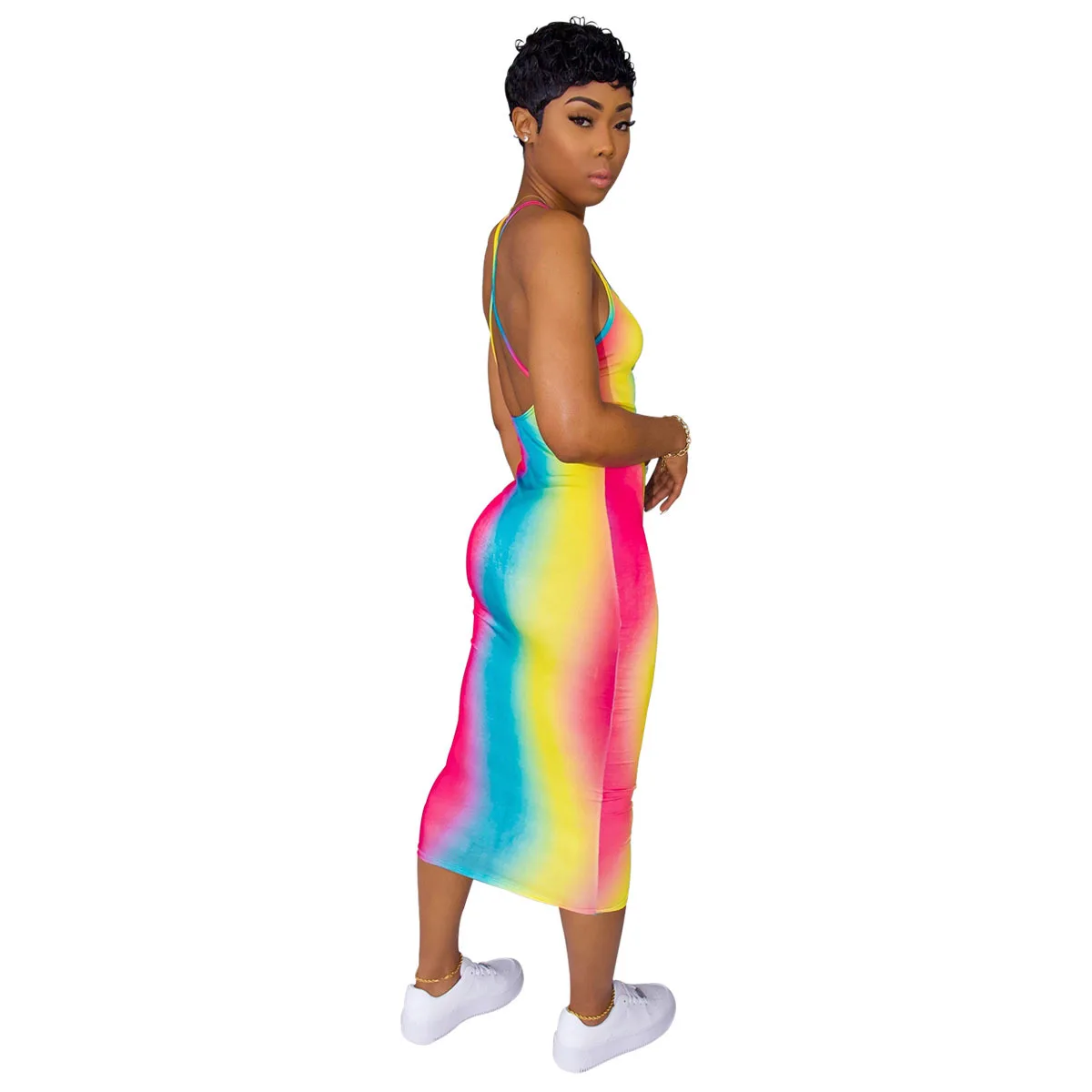 Zoctuo Rainbow Striped Summer Dresses for Women Halter Backless Sexy Bodycon Dress Sleeveless Sexy Midi Dresses for Women
Zoctuo Rainbow Striped Summer Dresses for Women Halter Backless Sexy Bodycon Dress Sleeveless Sexy Midi Dresses for Women