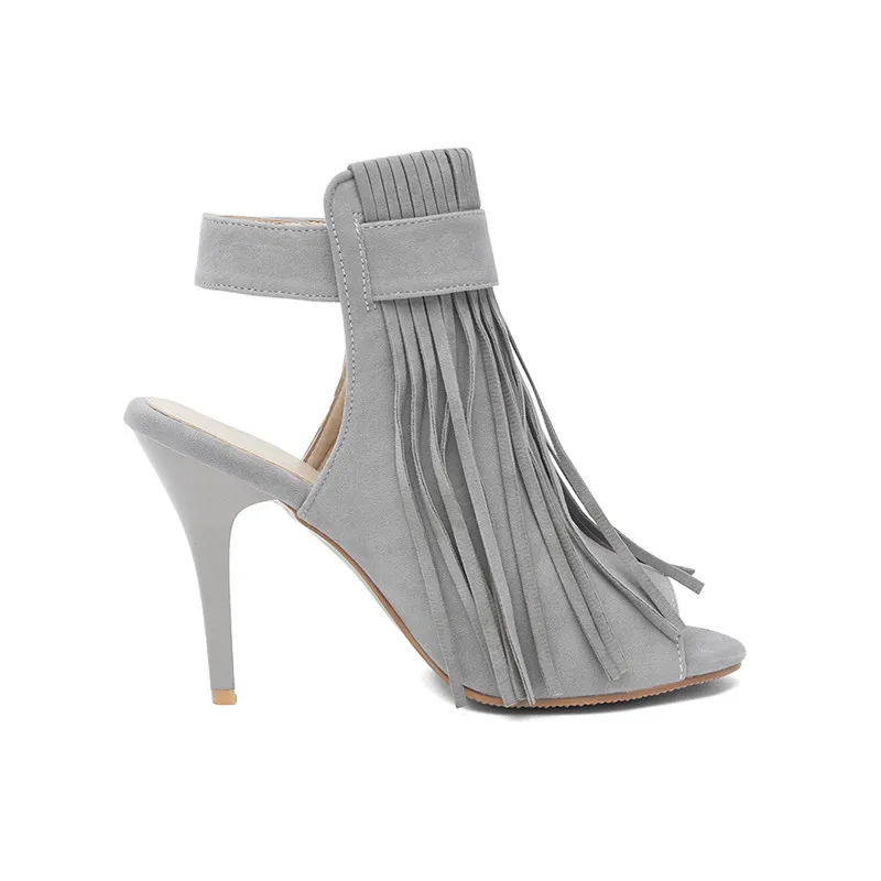 2019 Summer Womens Shoes Gray Black Sexy Stiletto High Heels Peep Toe Front Fringe Ankle Strap Sandal Boots Plus Size
2019 Summer Womens Shoes Gray Black Sexy Stiletto High Heels Peep Toe Front Fringe Ankle Strap Sandal Boots Plus Size