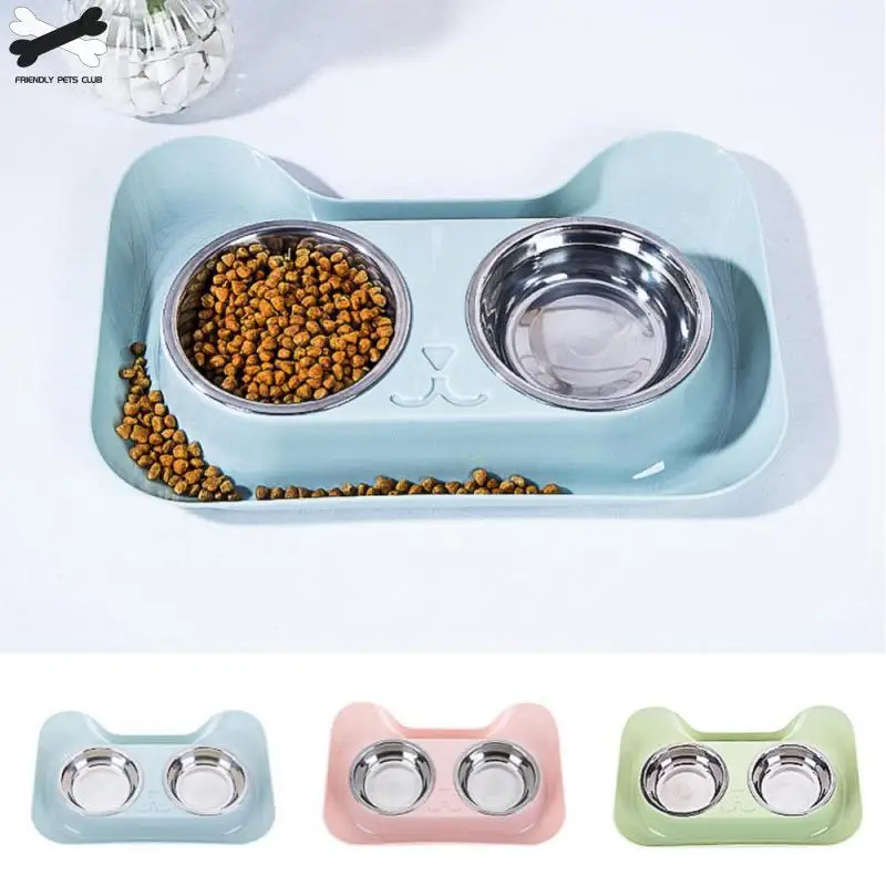 

1Pc Durable Double Stainless Steel Dog Cat Bowls with Non-spill & Non-skid Design for Pet Food and Water Elevated Feeding