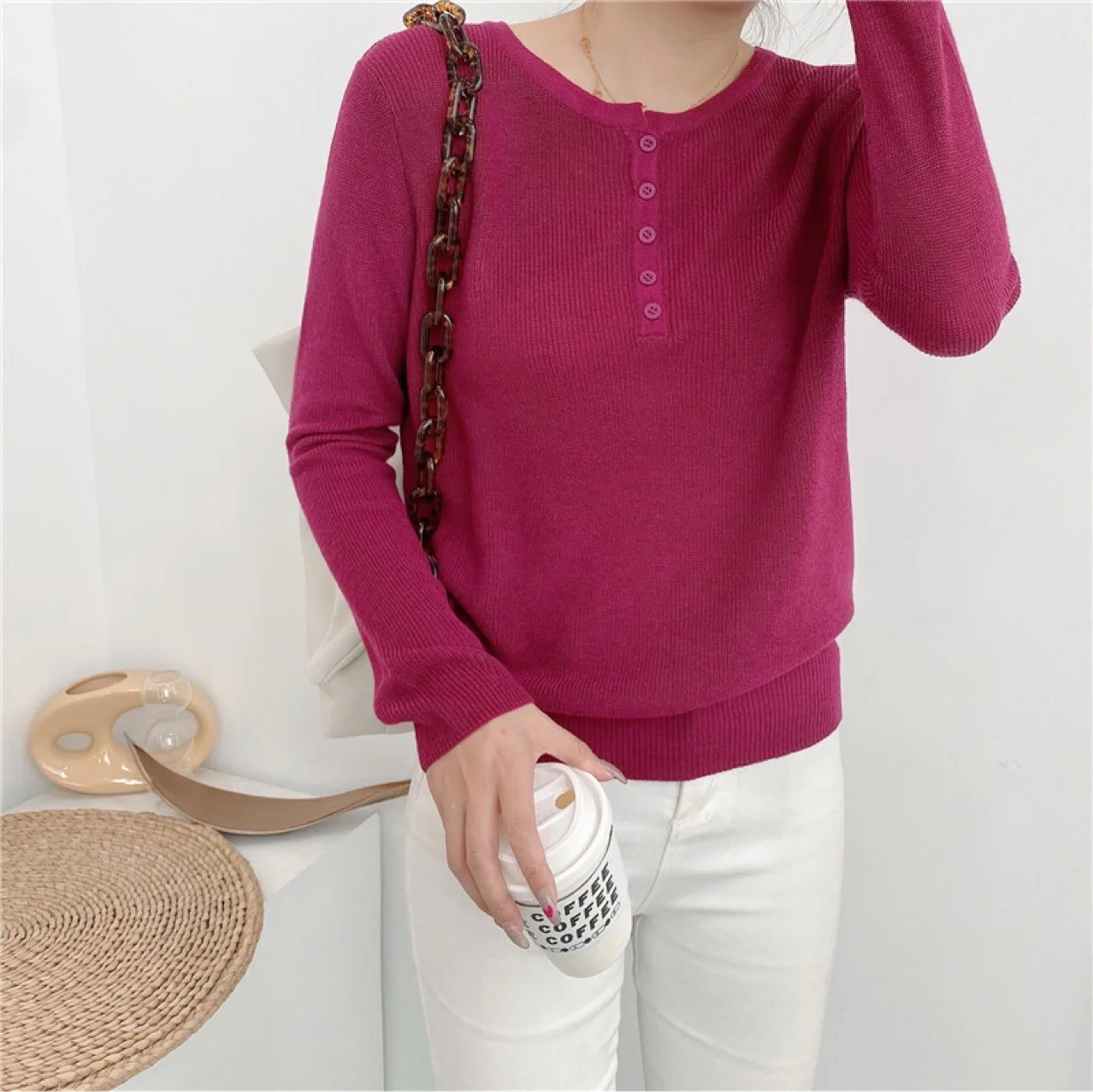 Pitaya Color T-shirt Half Open Collar Pullover Loose Size Women's Elastic Knitted Sweater 2023 Spring And Autumn New
Pitaya Color T-shirt Half Open Collar Pullover Loose Size Women's Elastic Knitted Sweater 2023 Spring And Autumn New