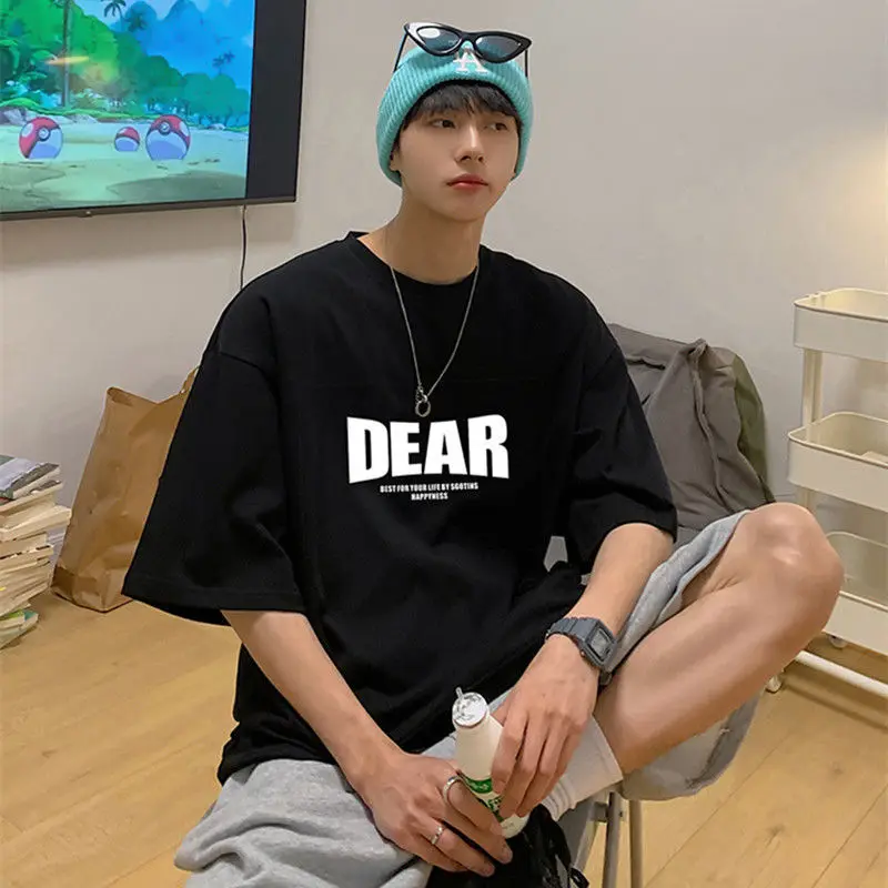 Korean Streetwear Men's Cotton Short Sleeve T-Shirt Trend Letter Printloose Casual Cotton Tee Kpop Emo Clothing For Teenagers
Korean Streetwear Men's Cotton Short Sleeve T-Shirt Trend Letter Printloose Casual Cotton Tee Kpop Emo Clothing For Teenagers