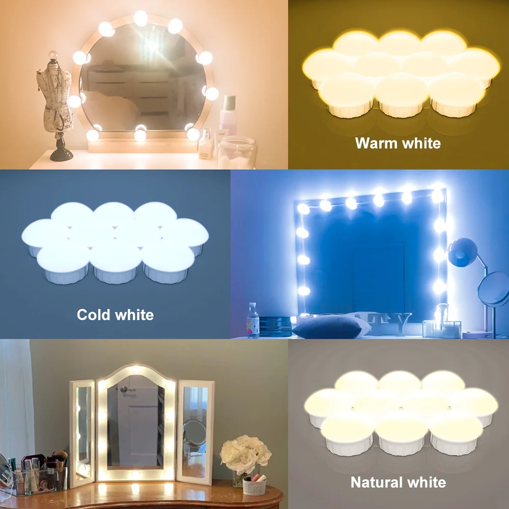 LED Vanity Mirror Light USB Makeup Vanity Light Cosmetic Hollywood Bulb Dimmable LED Wall Mirror Lamp Bathroom Dressing Table
LED Vanity Mirror Light USB Makeup Vanity Light Cosmetic Hollywood Bulb Dimmable LED Wall Mirror Lamp Bathroom Dressing Table