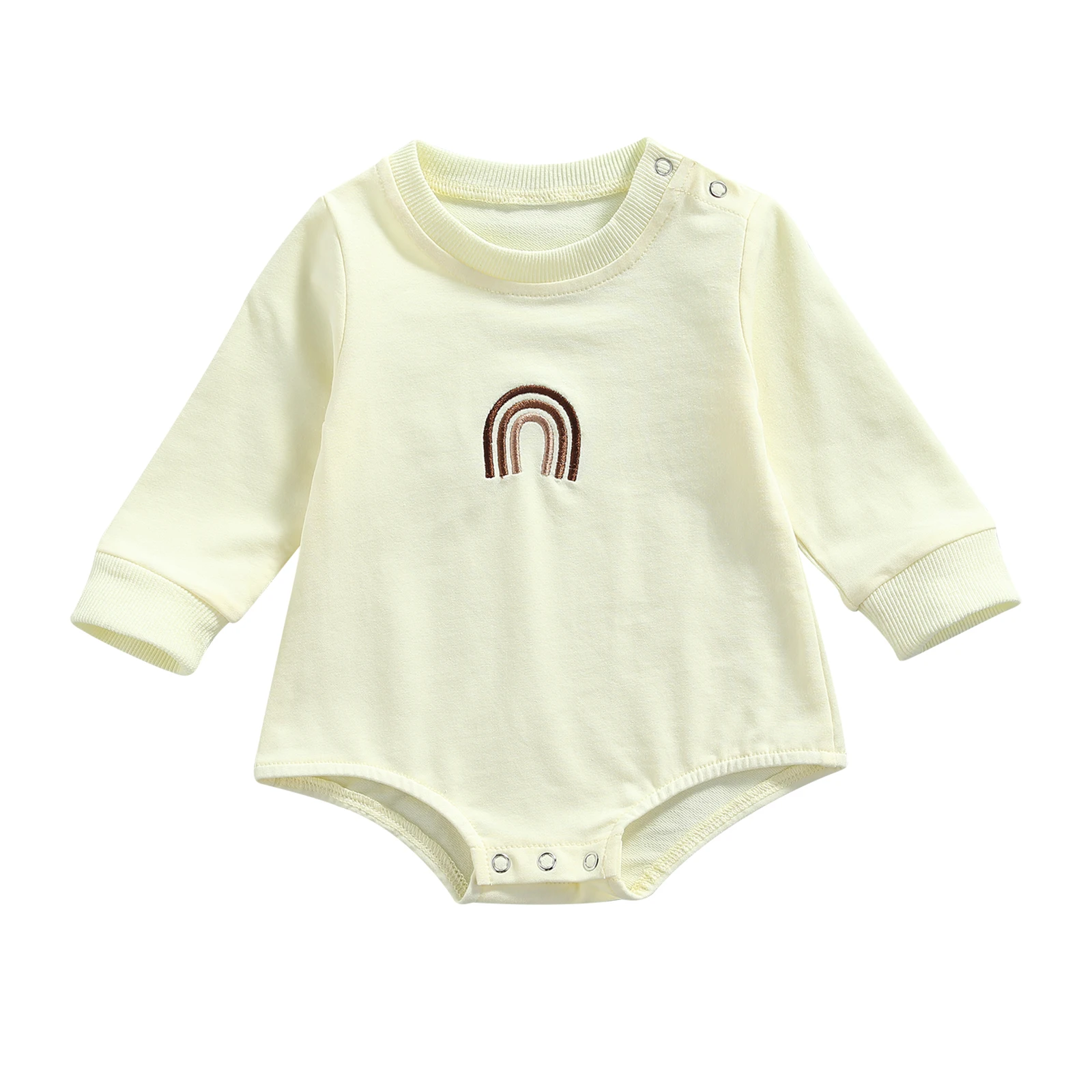 Baby Autumn Rompers, Rainbow Embroidery Long-Sleeves Jumpsuit with Crotch Buttons for Toddlers Girls, Boys, 0-24 Months
Baby Autumn Rompers, Rainbow Embroidery Long-Sleeves Jumpsuit with Crotch Buttons for Toddlers Girls, Boys, 0-24 Months