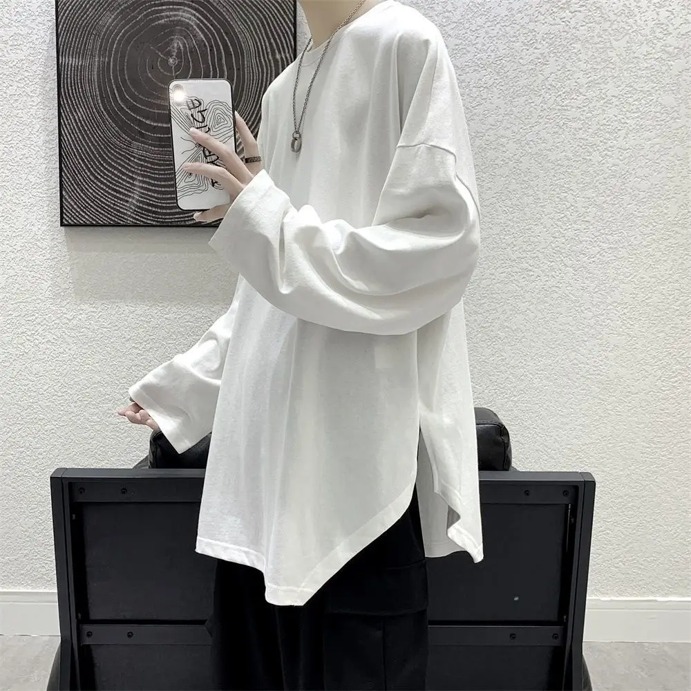 Long Sleeve Men T Shirt Split Long Sleeve O Neck Solid Casual Irregular Tops Korean Fashion Harajuku Retro Vintage Cotton Tops
Long Sleeve Men T Shirt Split Long Sleeve O Neck Solid Casual Irregular Tops Korean Fashion Harajuku Retro Vintage Cotton Tops