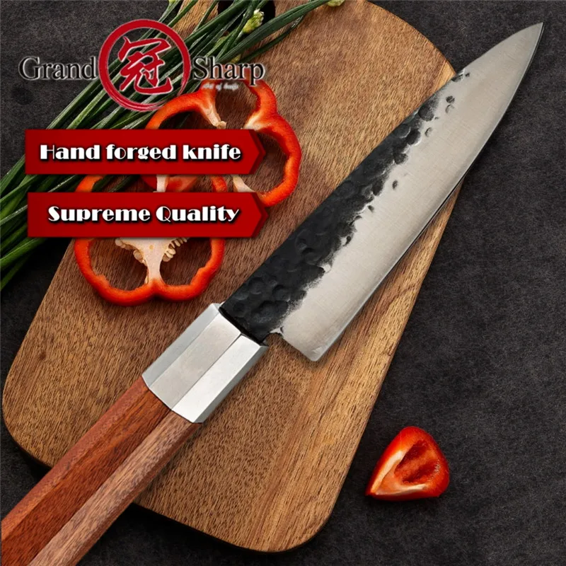 GRANDSHARP 5.6 Inch Handmade Chef Knife High Carbon 4cr13 Steel Petty Utility Japanese Kitchen Knives Hammer Forged Kitchen Tool
GRANDSHARP 5.6 Inch Handmade Chef Knife High Carbon 4cr13 Steel Petty Utility Japanese Kitchen Knives Hammer Forged Kitchen Tool